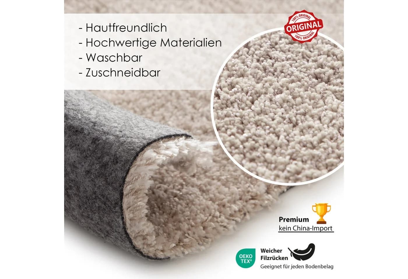 DomDeco Hochflor-Teppich LOOMA Mokka Modern
