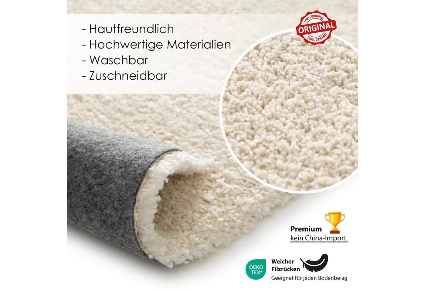DomDeco Hochflor-Teppich LOOMA weich, waschbar, rutschfest, Teppich modern, Rechteckig, Gemütlich, flauschig, pflegeleicht