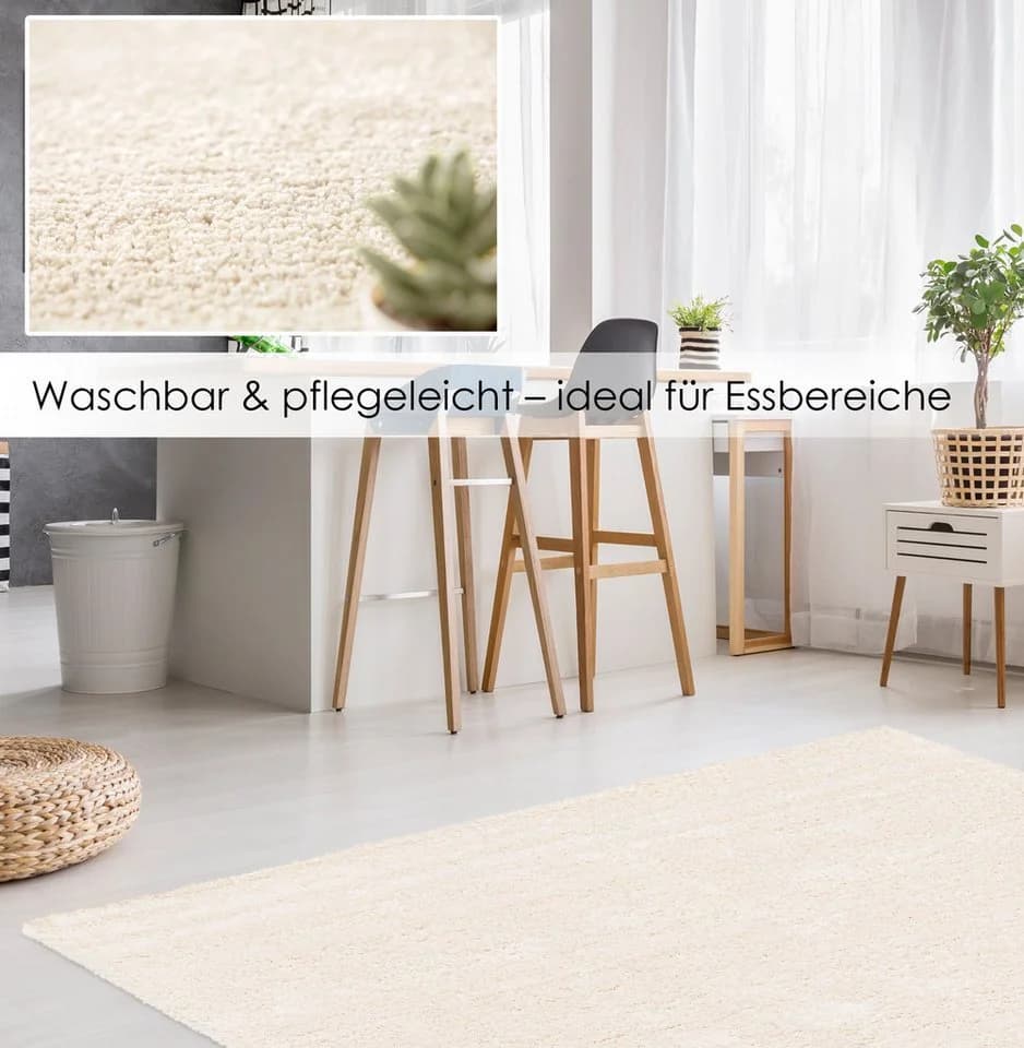 DomDeco Hochflor-Teppich LOOMA weich, waschbar, rutschfest, Teppich modern, Rechteckig, Gemütlich, flauschig, pflegeleicht - Bild 3