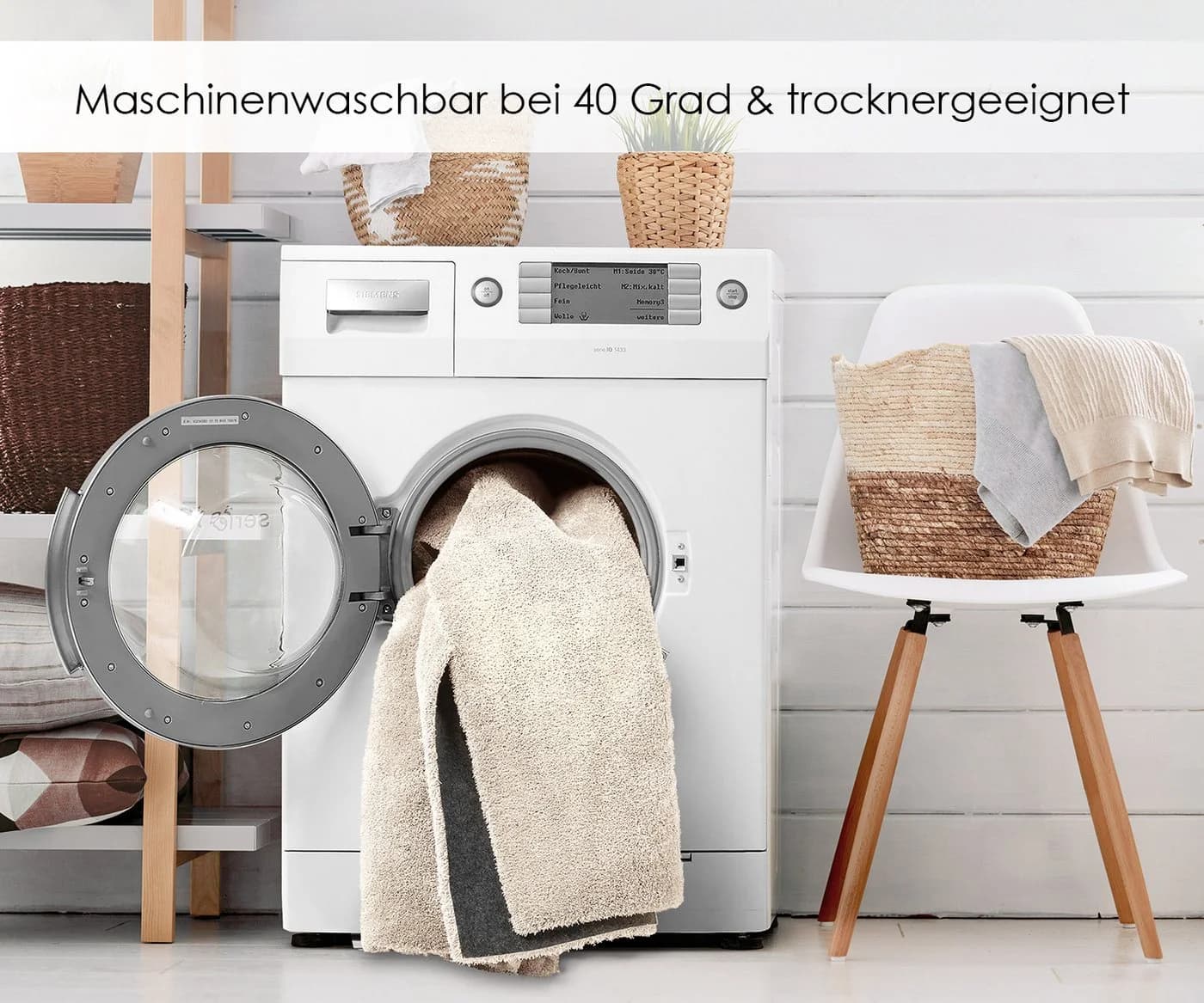 DomDeco Hochflor-Teppich LOOMA weich, waschbar, rutschfest, Teppich modern, Rechteckig, Gemütlich, flauschig, pflegeleicht - Bild 4