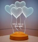Geschenkelampe LED Nachttischlampe Vier Herzen 3D 7 Farben Bild 1
