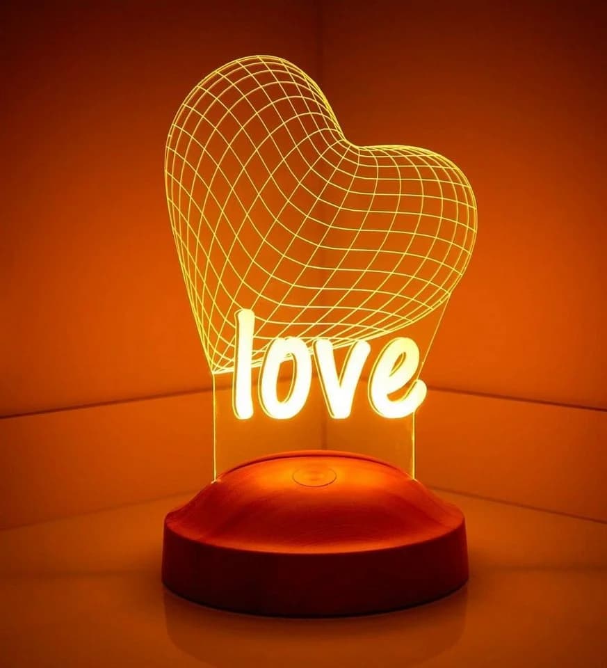 Geschenkelampe LED Nachttischlampe Herz Liebe Gravur mehrfarbig 3D Nachtlicht - Bild 3