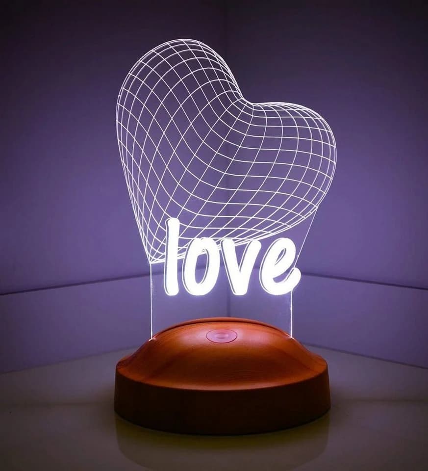 Geschenkelampe LED Nachttischlampe Herz Liebe Gravur mehrfarbig 3D Nachtlicht - Bild 4