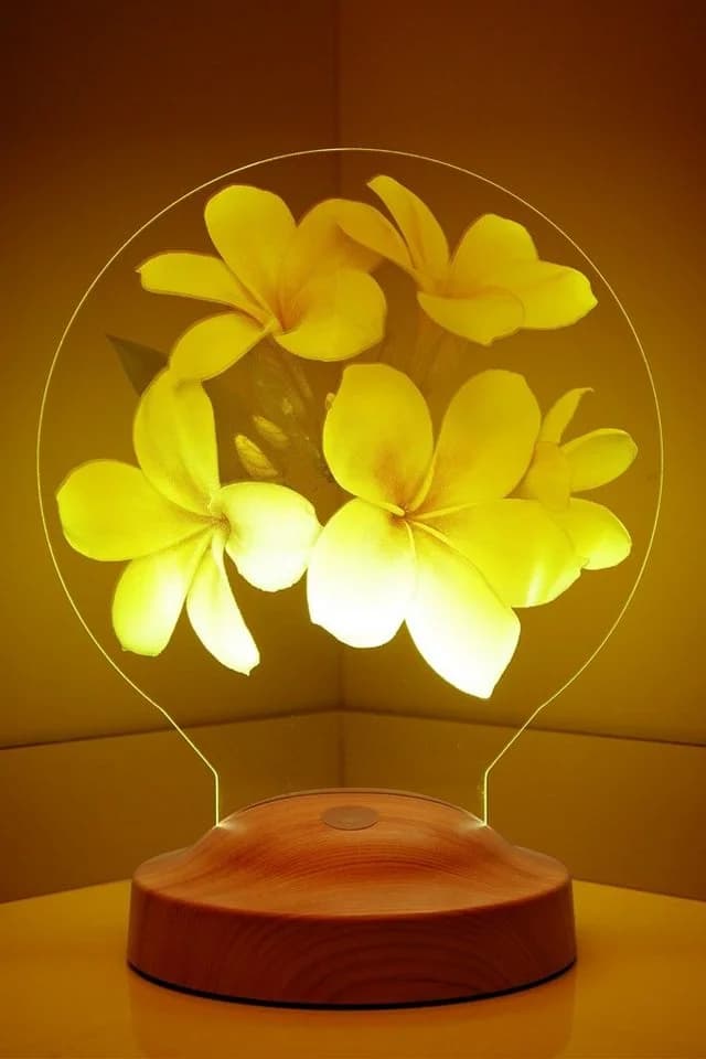Geschenkelampe LED Nachttischlampe Plumeria Blumen 3D mehrfarbig - Bild 4