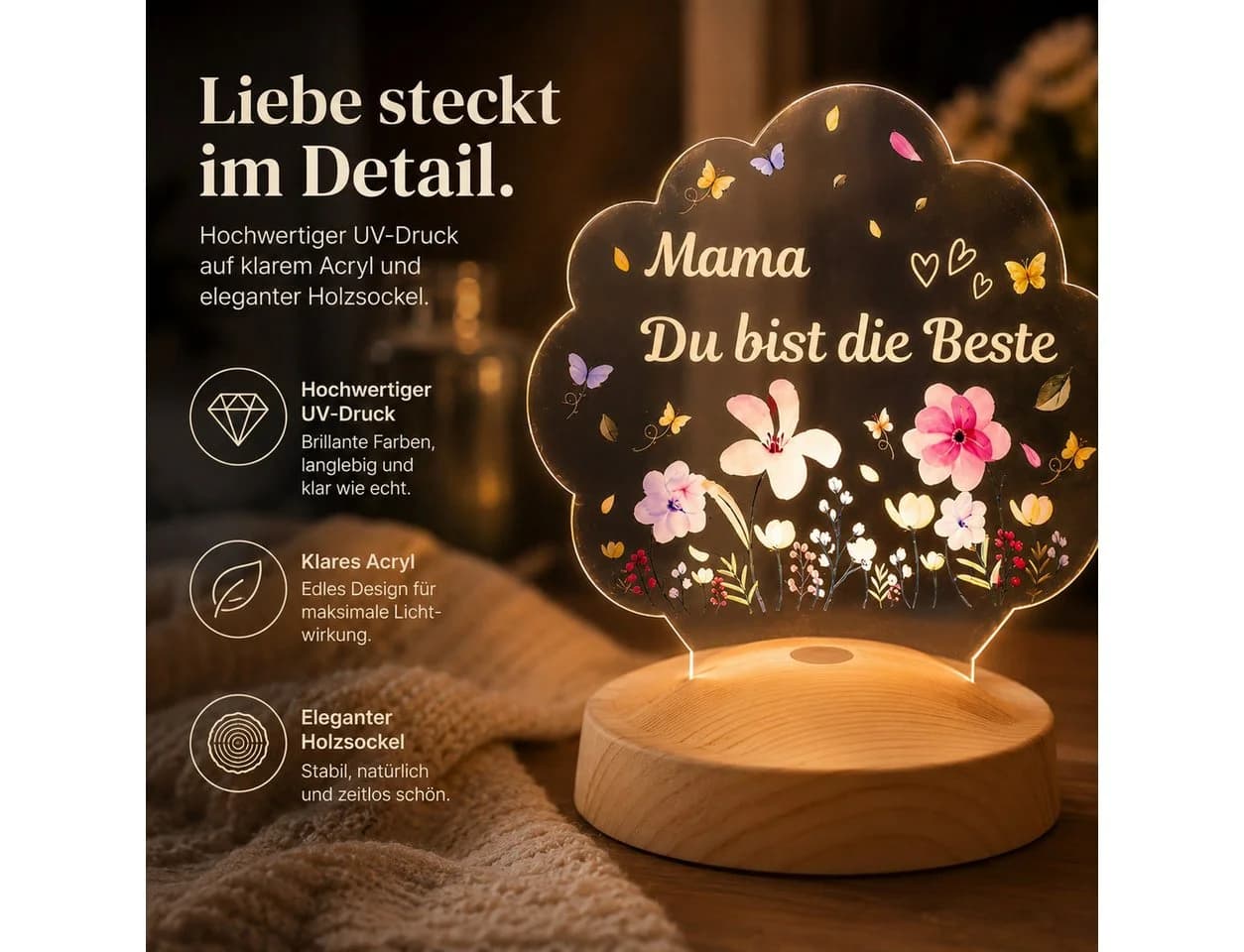 Geschenkelampe LED Nachtlicht mit 16 Farben und Timer