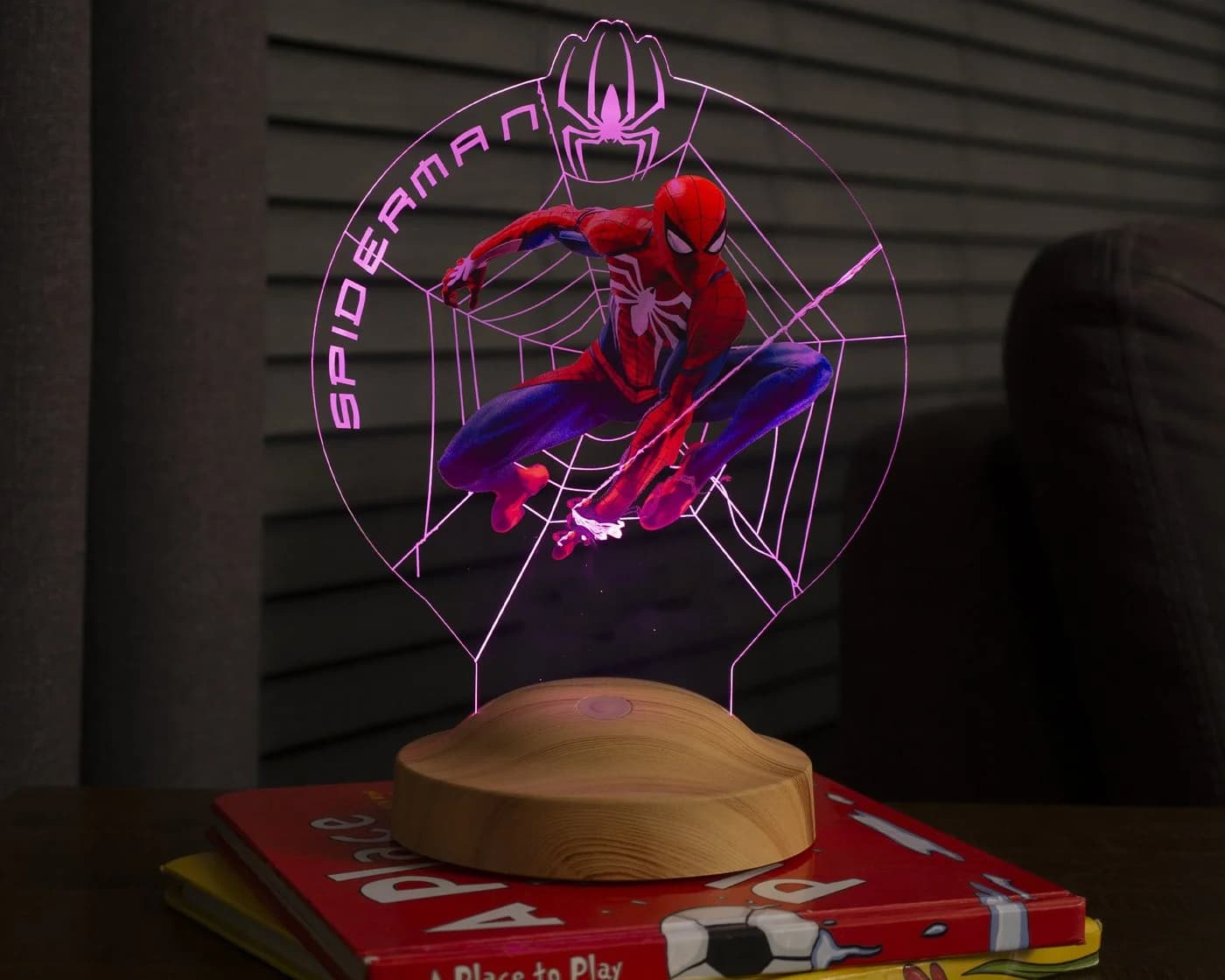 Spiderman 3D Nachtlicht Lampe 7 Farben LED Acryl - Bild 3