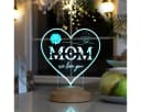 Geschenkelampe LED Nachttischlampe MOM Herz Bunt Holzoptik Bild 1