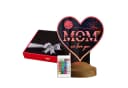Geschenkelampe LED Nachttischlampe MOM Herz Bunt Holzoptik Bild 2