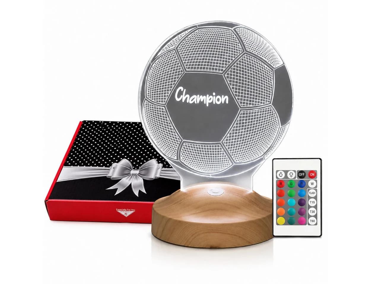 Geschenkelampe LED Nachttischlampe Fußball 3D Nachtlicht 7 Farben - Bild 2