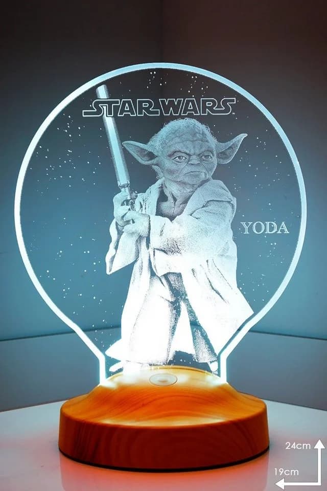 Geschenkelampe LED Nachttischlampe Star Wars Meister Yoda 3D Nachtlicht 7 Farben