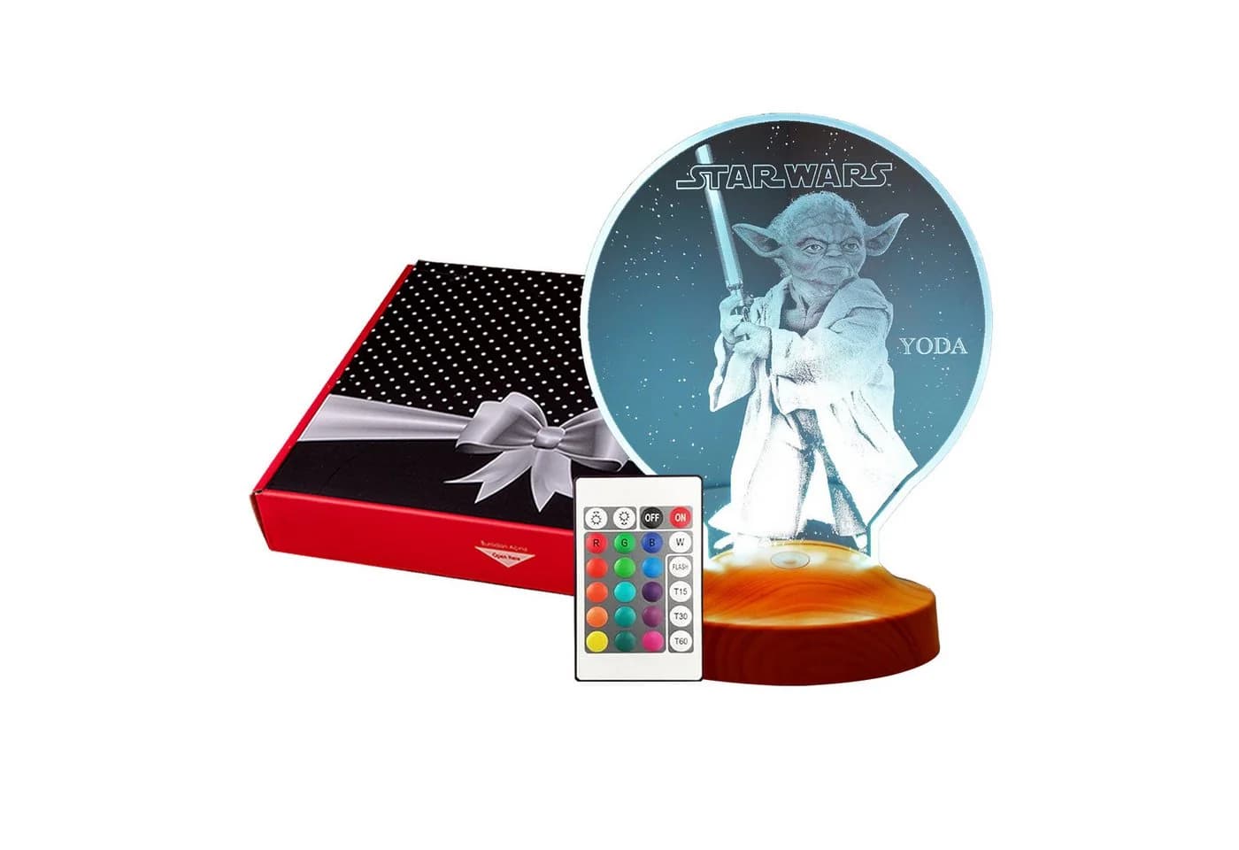 Geschenkelampe LED Nachttischlampe Star Wars Meister Yoda 3D Nachtlicht 7 Farben - Bild 2