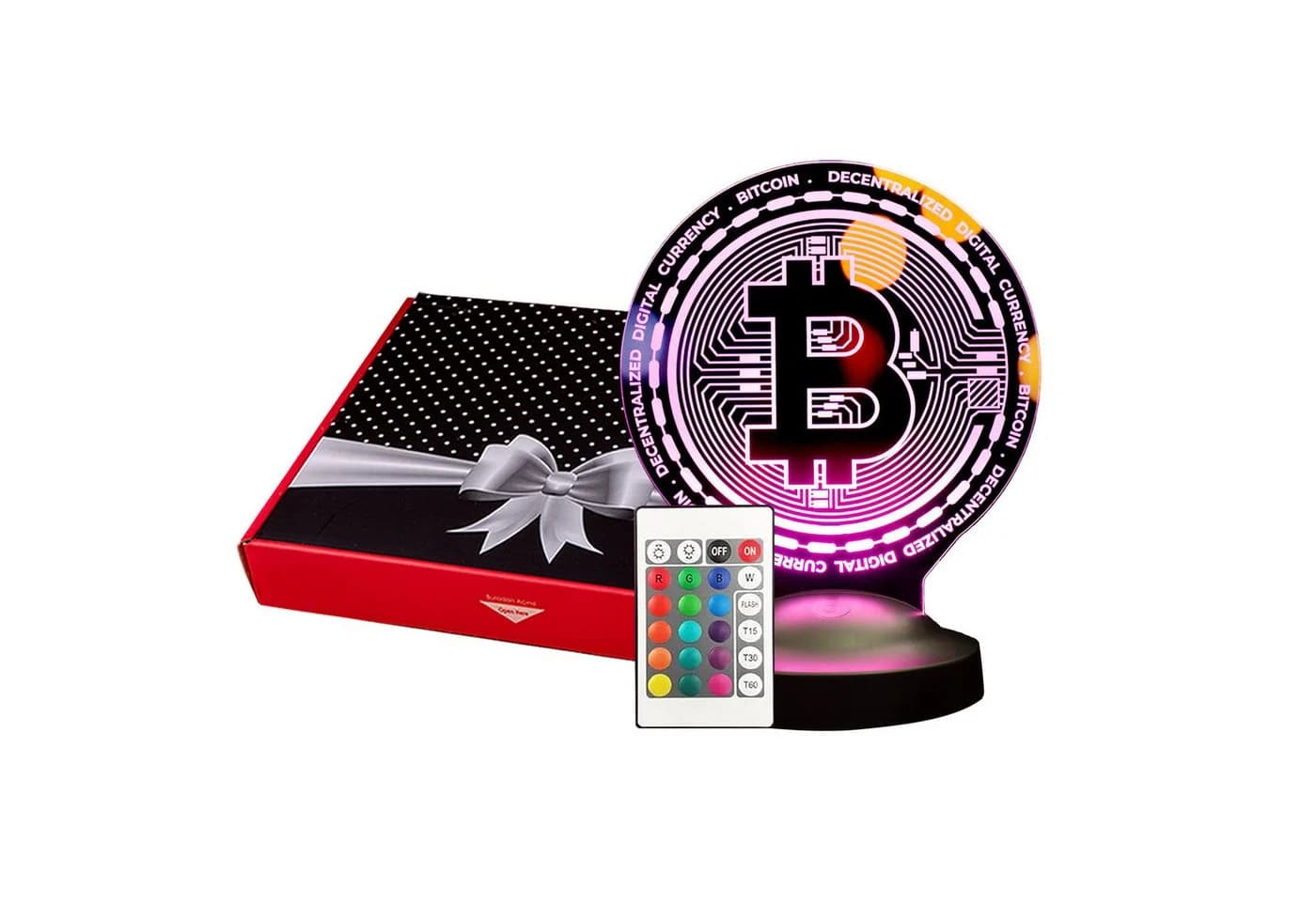 Geschenkelampe LED Nachttischlampe Bitcoin 3D Gravur 7 Farben - Bild 2
