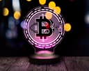 Geschenkelampe LED Nachttischlampe Bitcoin 3D Gravur 7 Farben Bild 3