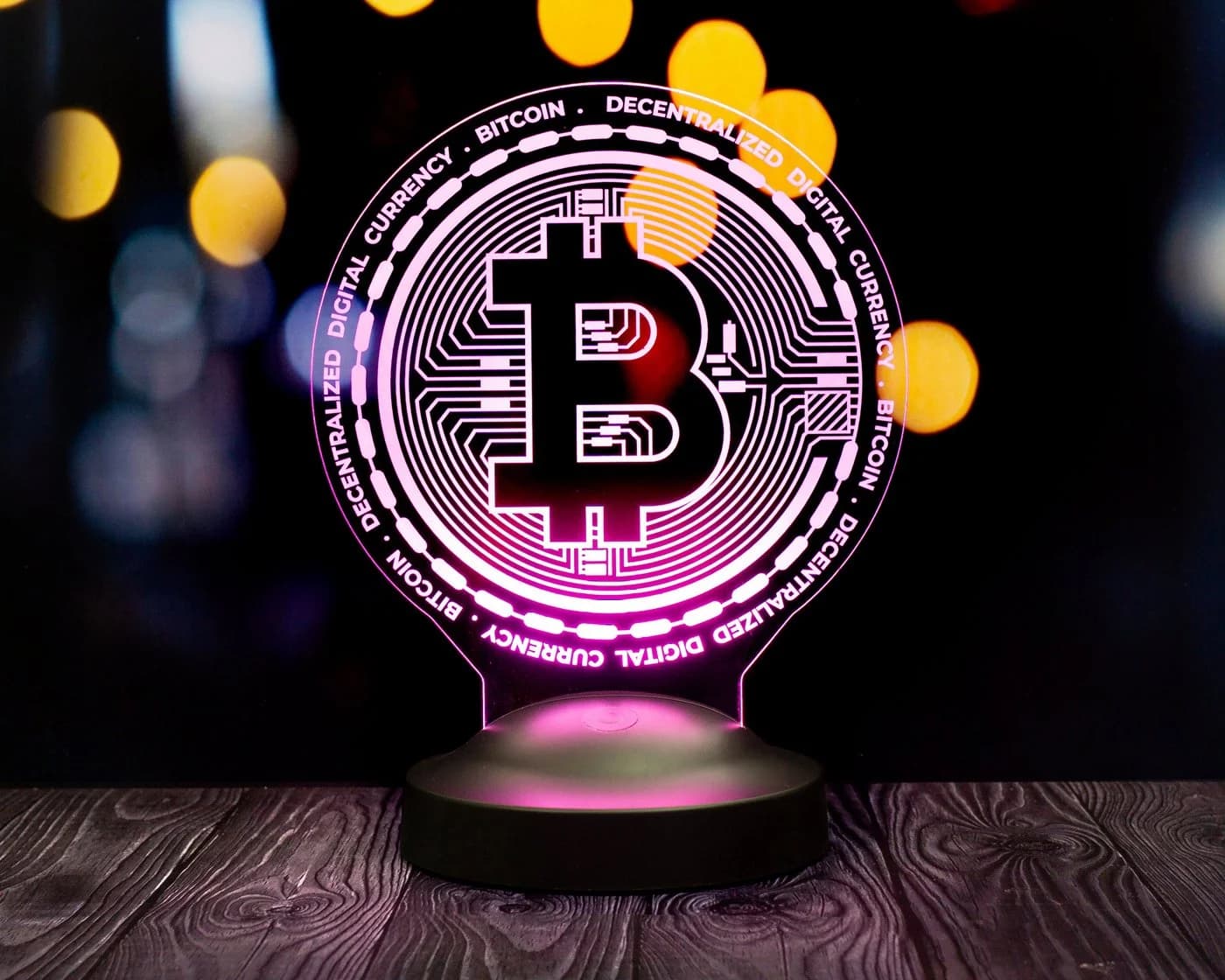Geschenkelampe LED Nachttischlampe Bitcoin 3D Gravur 7 Farben - Bild 3