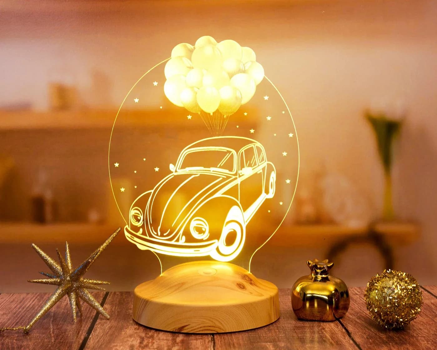 Geschenkelampe LED Nachttischlampe Volkswagen Beetle 3D Nachtlicht