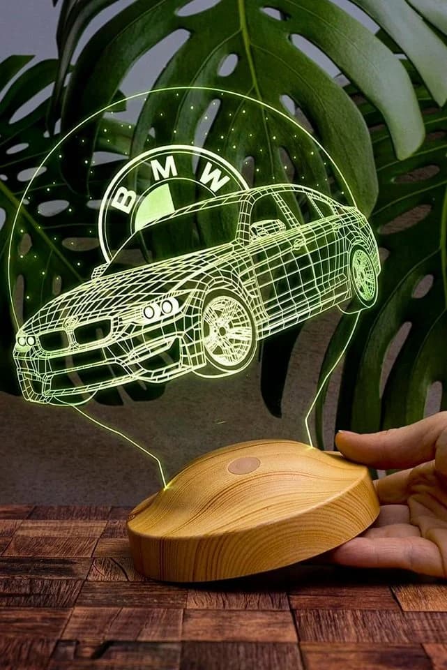 Geschenkelampe LED Nachttischlampe 3D Nachtlicht mit Gravur BMW - Bild 4