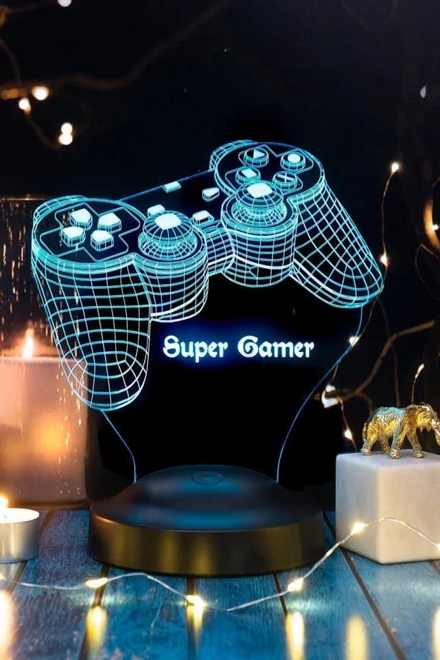 Geschenkelampe LED Nachttischlampe Spielkonsole Joystick 3D Gravur Bunt - Bild 4