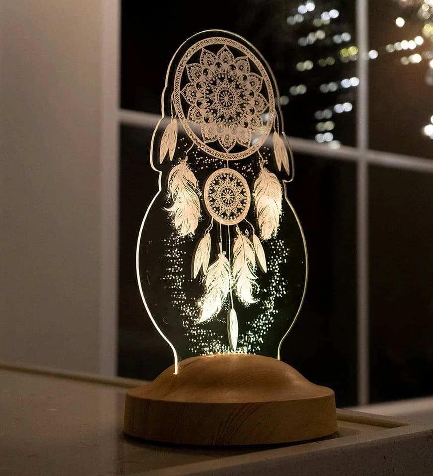 Geschenkelampe LED Nachttischlampe Traumfänger Dreamcatcher 3D UV Druck Nachtlicht - Bild 5