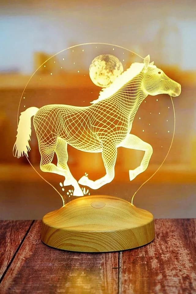 Geschenkelampe LED Nachttischlampe Pferd 3D Nachtlicht 7 Farben - Bild 3