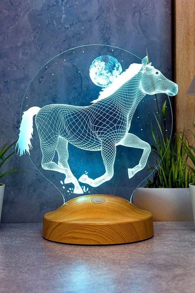 Geschenkelampe LED Nachttischlampe Pferd 3D Nachtlicht 7 Farben - Bild 5