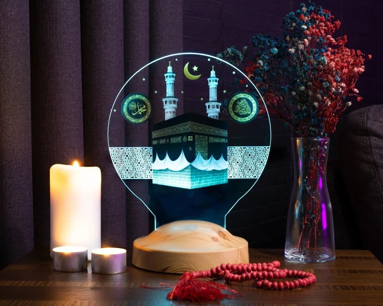 Geschenkelampe LED Kaaba Nachtlicht 7 Farben Islamische Deko