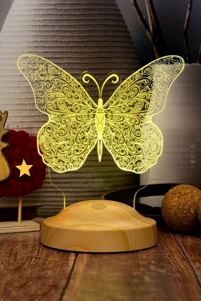 Geschenkelampe LED Nachttischlampe Schmetterling Butterfly 3D Gravur Nachtlicht - Bild 3