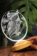 Geschenkelampe LED Nachttischlampe Eule Tier 3D Nachtlicht mit Gravierung Bild 3