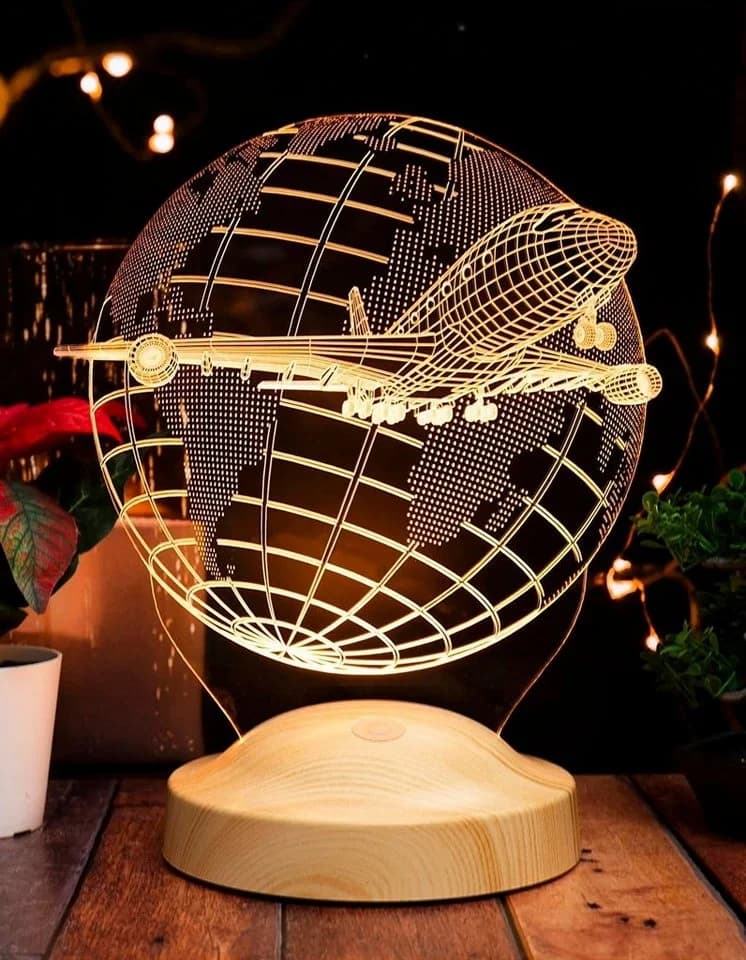 Geschenkelampe LED Nachttischlampe 3D Passagierflugzeug Reiseflugzeug