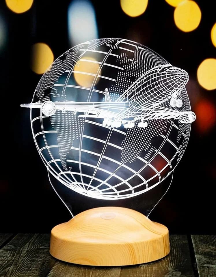 Geschenkelampe LED Nachttischlampe 3D Passagierflugzeug Reiseflugzeug - Bild 4