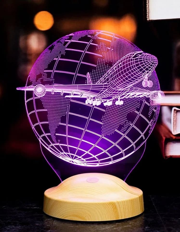 Geschenkelampe LED Nachttischlampe 3D Passagierflugzeug Reiseflugzeug - Bild 5