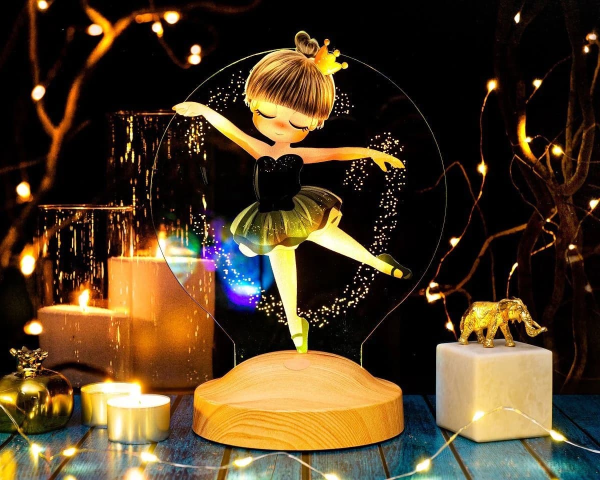 Geschenkelampe LED Nachttischlampe Ballerina 3D UV Druck 7 Farben - Bild 3