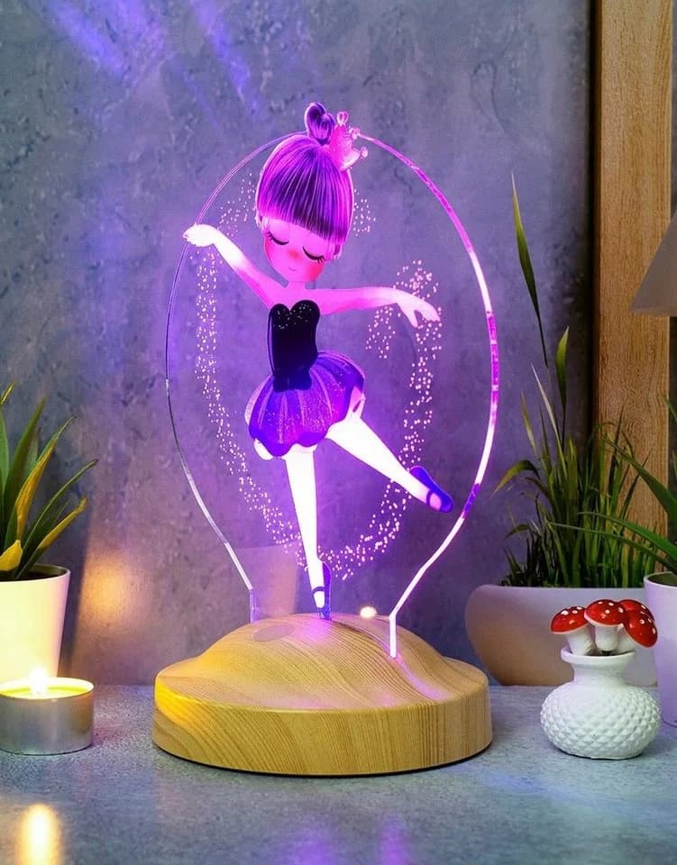 Geschenkelampe LED Nachttischlampe Ballerina 3D UV Druck 7 Farben - Bild 5