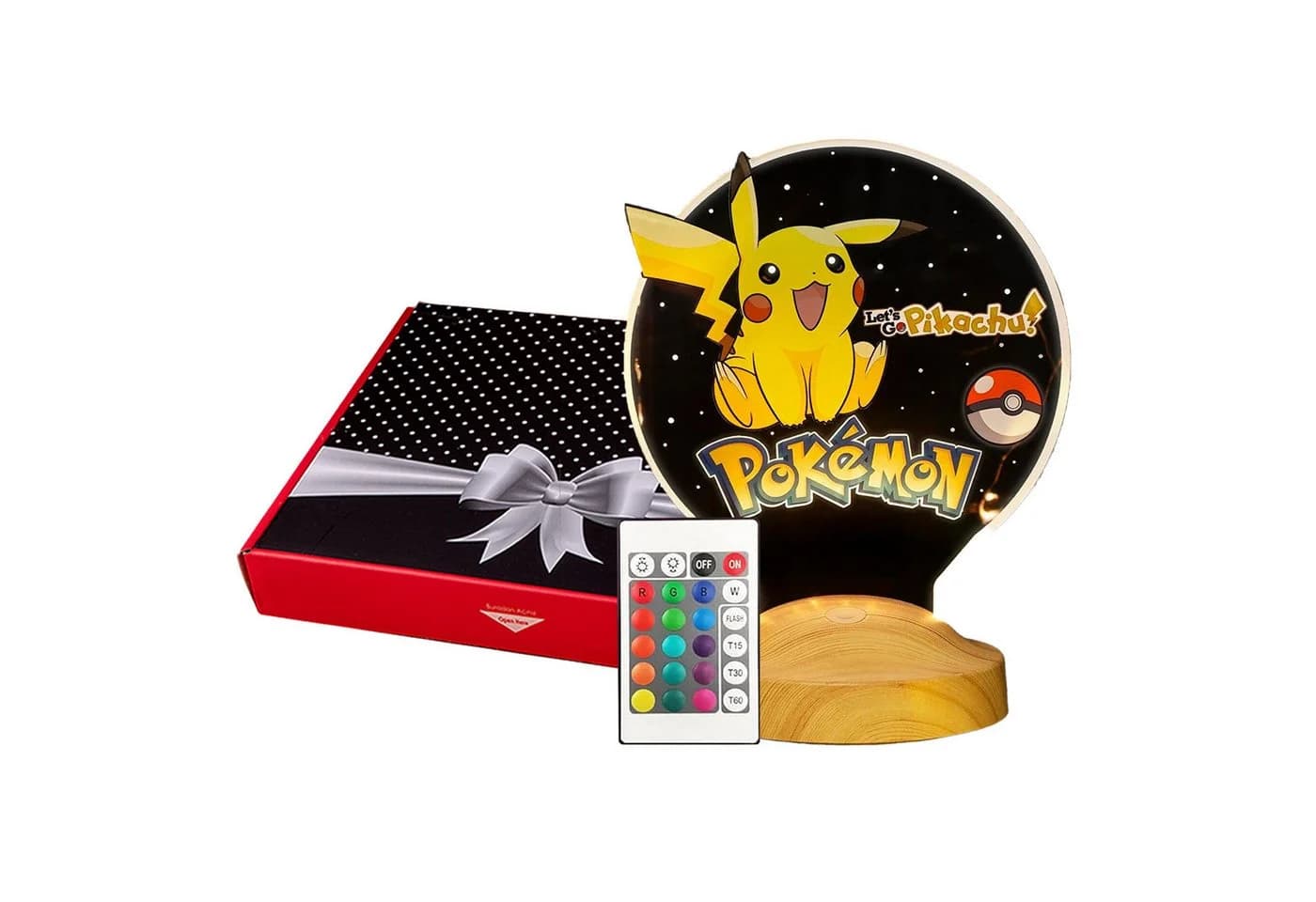 Pikachu LED Nachttischlampe 3D Nachtlicht Pokemon 7 Farben - Bild 2