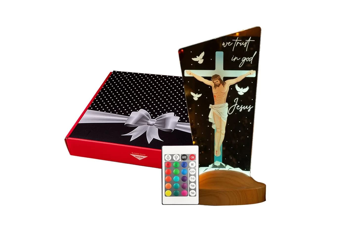 Geschenkelampe LED Nachttischlampe Jesus Christus 3D UV Druck Farbige Nachtlicht Christliches Geschenk - Bild 2