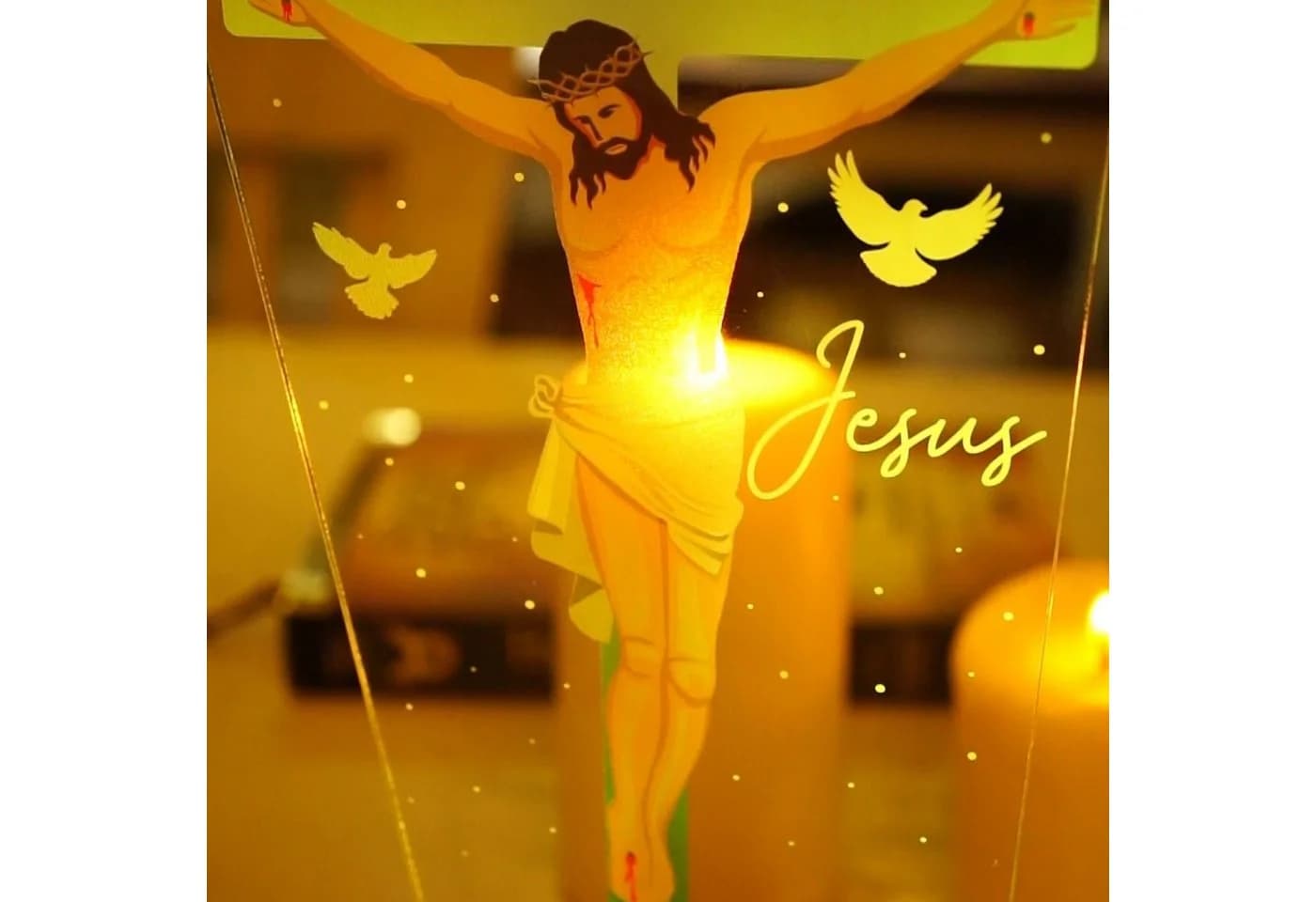 Geschenkelampe LED Nachttischlampe Jesus Christus 3D UV Druck Farbige Nachtlicht Christliches Geschenk - Bild 3