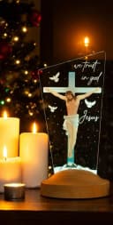 Geschenkelampe LED Nachttischlampe Jesus Christus 3D UV Druck Farbige Nachtlicht Christliches Geschenk Bild 4