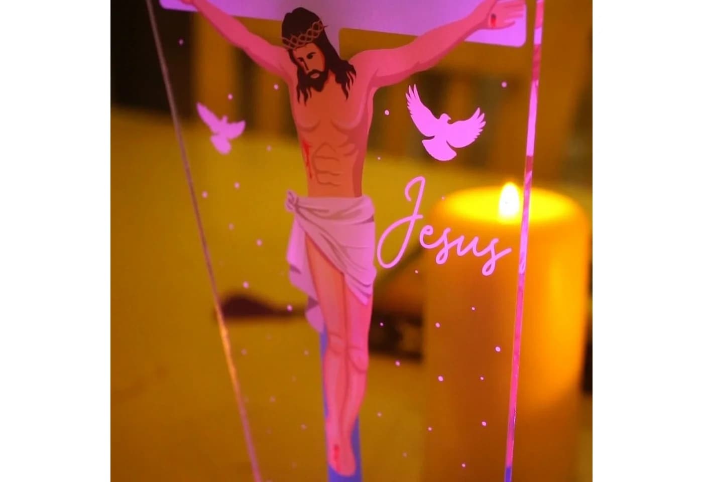 Geschenkelampe LED Nachttischlampe Jesus Christus 3D UV Druck Farbige Nachtlicht Christliches Geschenk - Bild 5