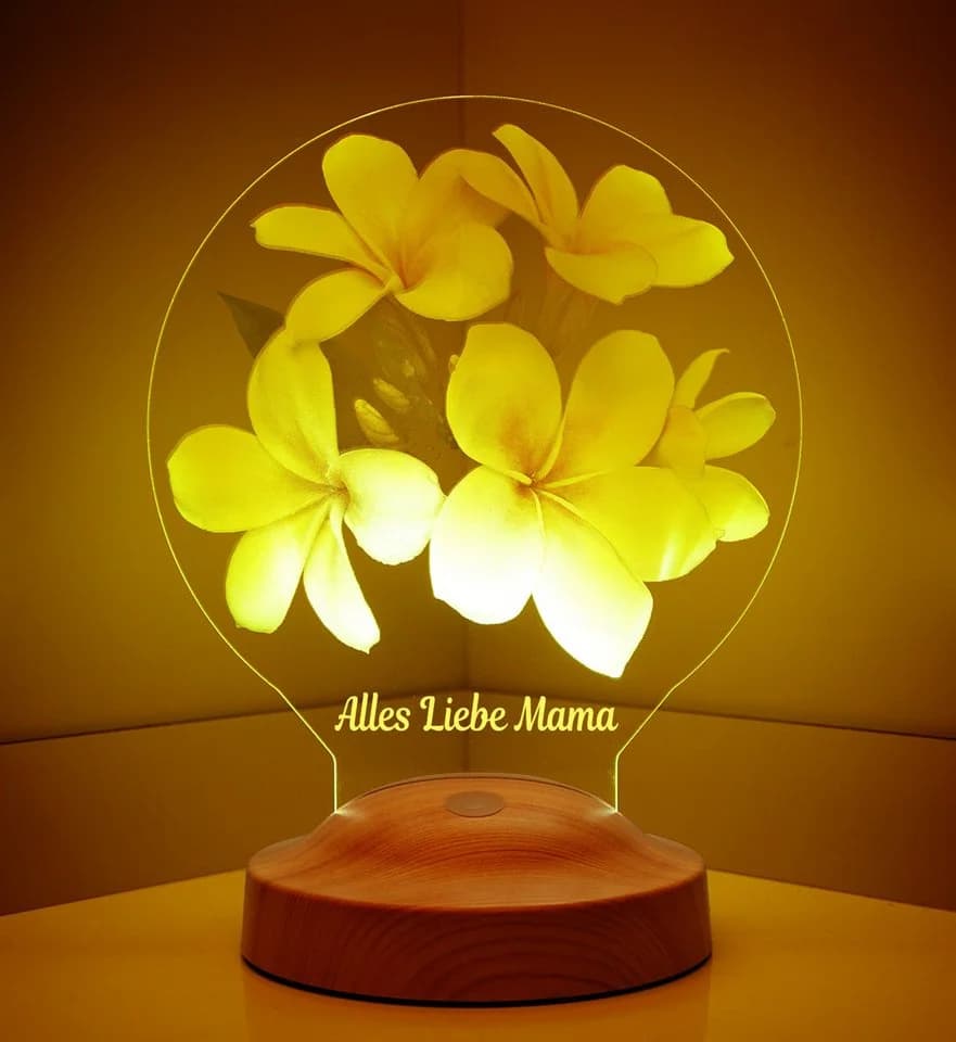 Geschenkelampe LED Nachttischlampe Plumeria Blumen Personalisierte Geschenke für Mama - Bild 4