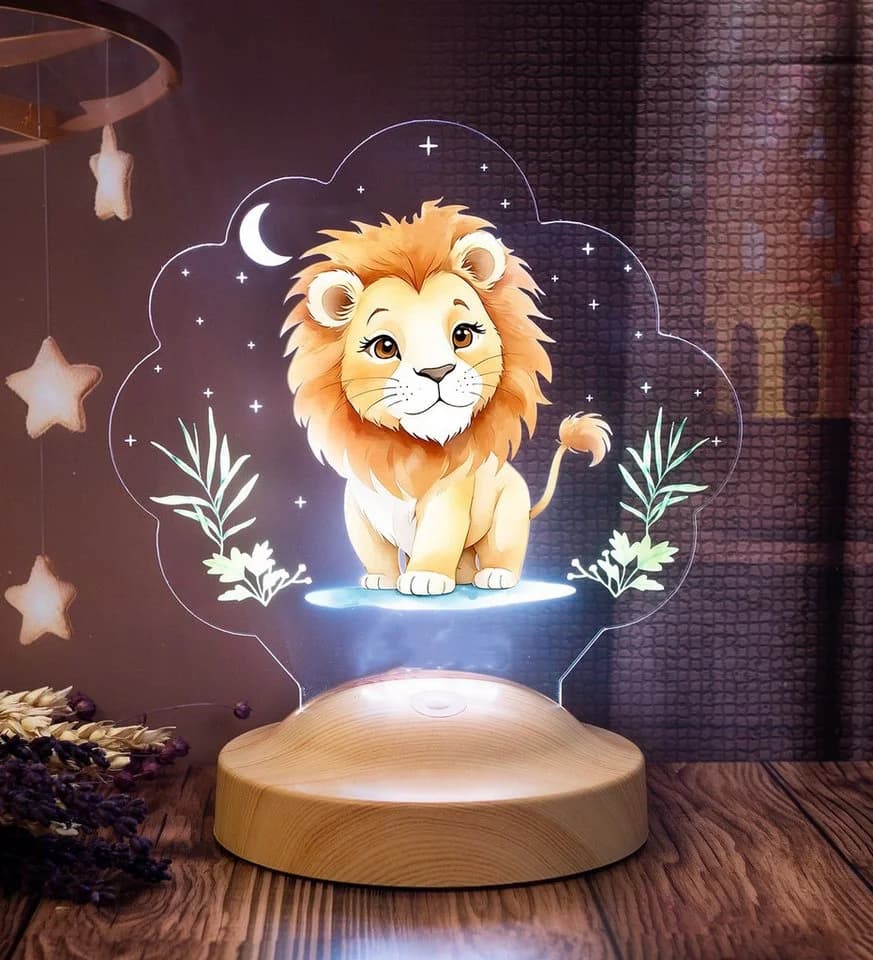 Geschenkelampe LED Nachttischlampe Löwe 3D Nachtlicht Bunt - Bild 2