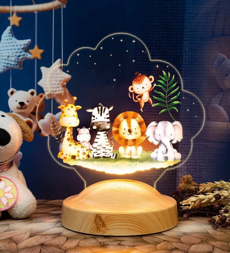 Geschenkelampe LED Nachttischlampe Safari 3D Nachtlicht Bunt - Bild 2