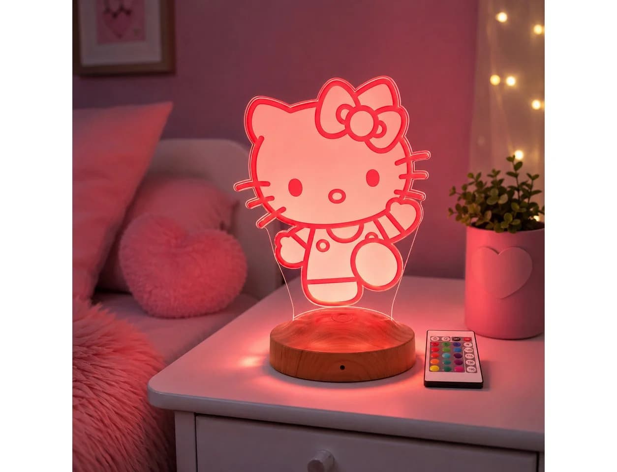 Kitty LED Nachttischlampe 3D mit Fernbedienung 16 Farben