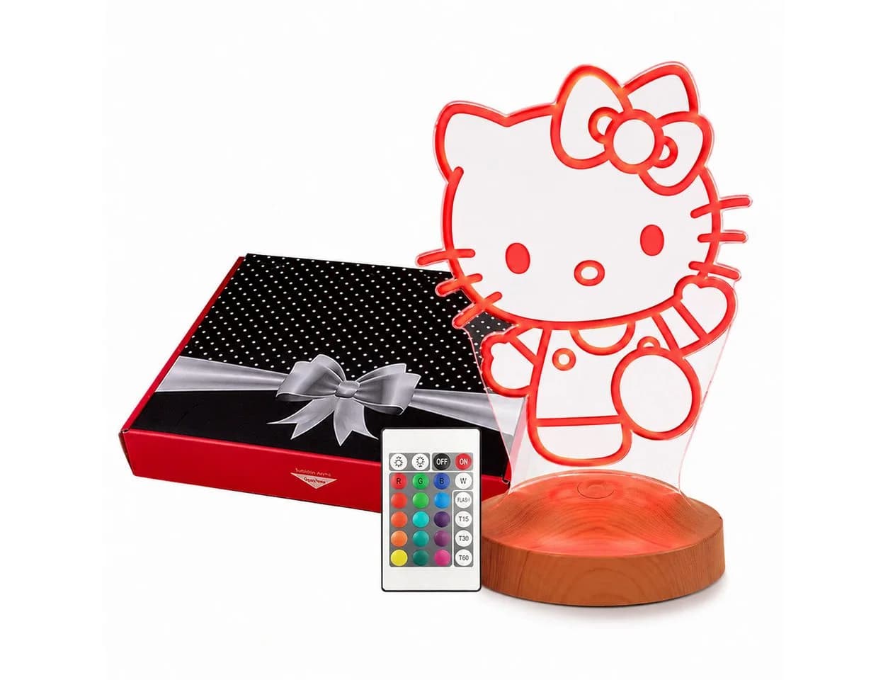 Kitty LED Nachttischlampe 3D mit Fernbedienung 16 Farben - Bild 2