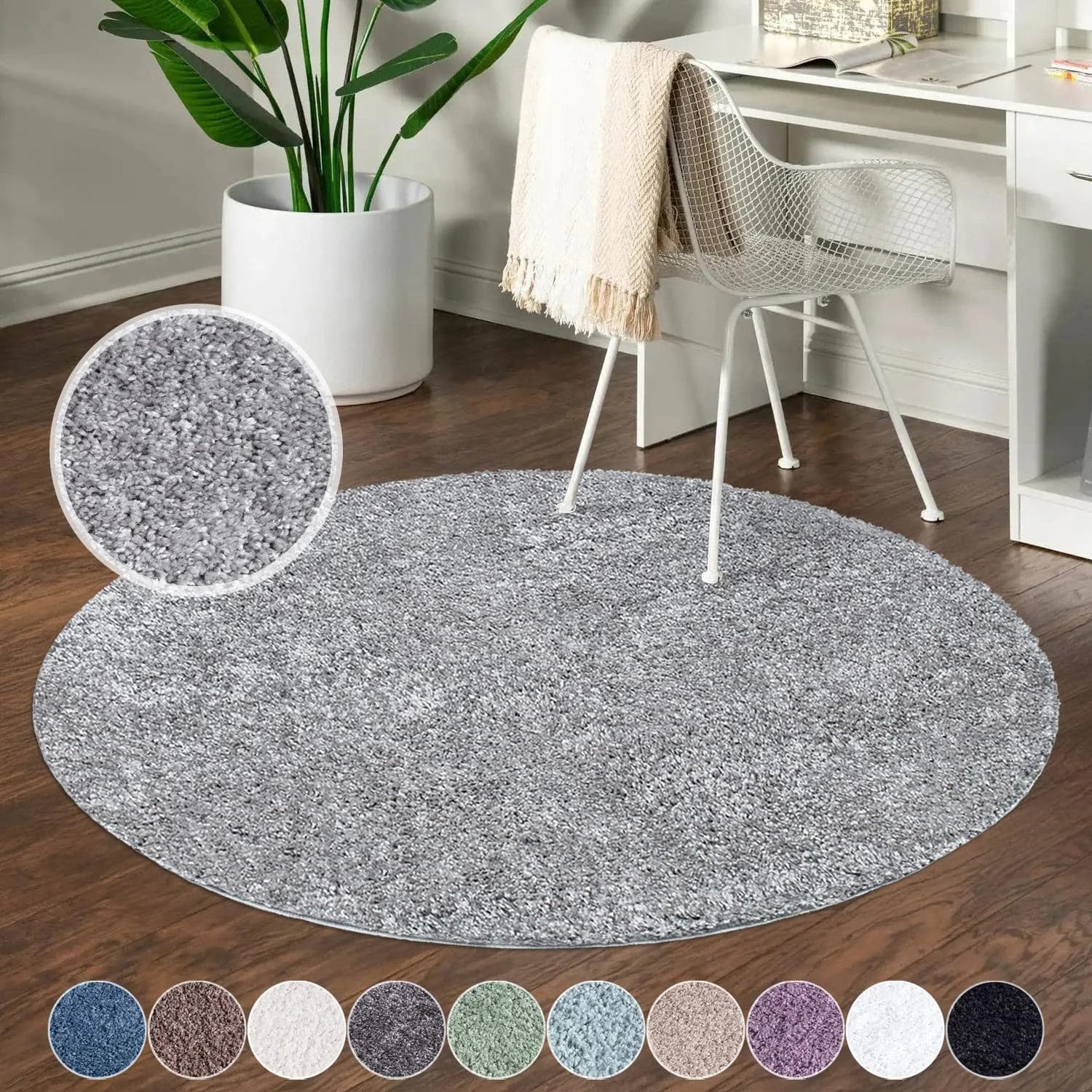 CARPET City Shaggy Hochflor-Teppich Grau Rund 200cm