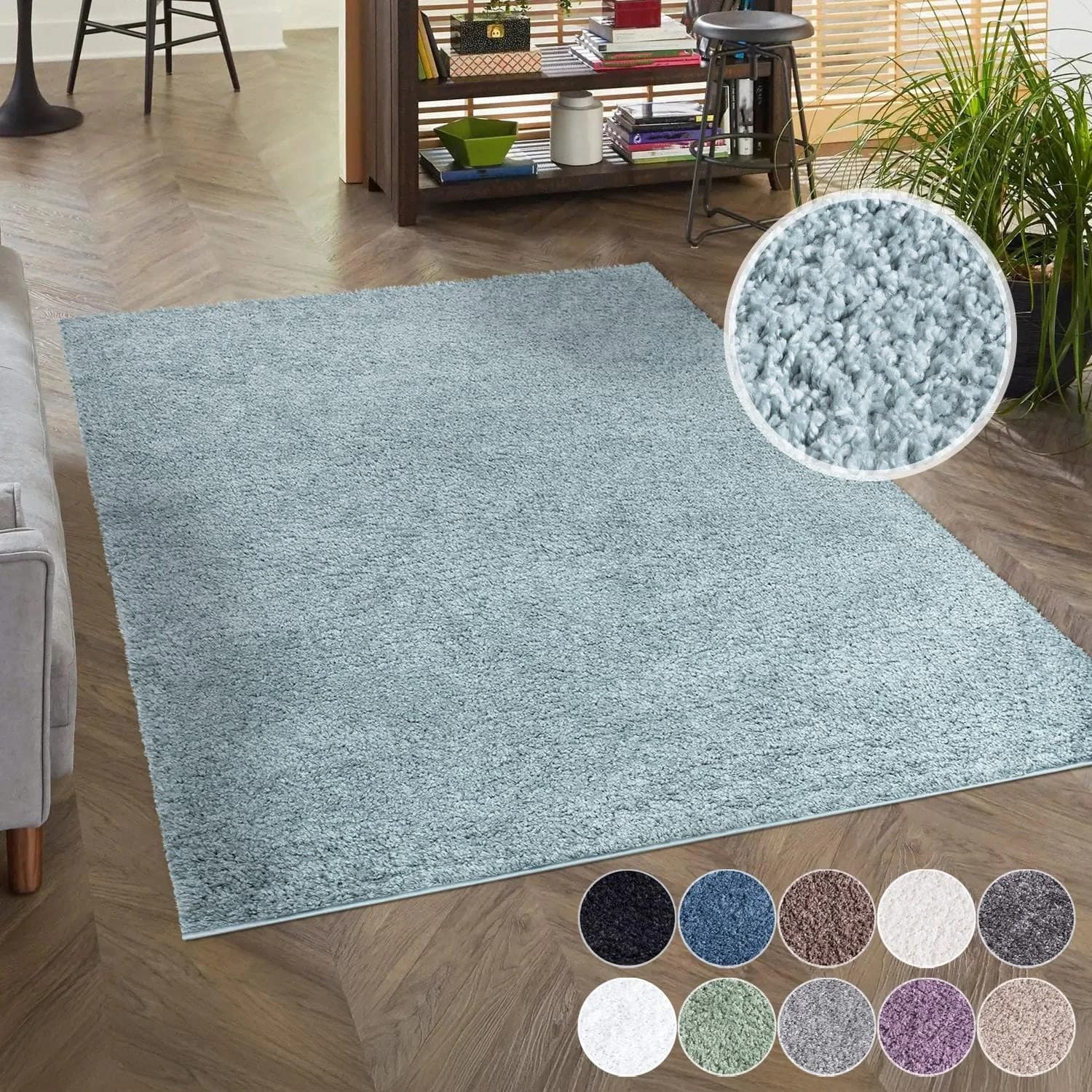 CARPET CITY City Shaggy Hochflor-Teppich türkis-blau