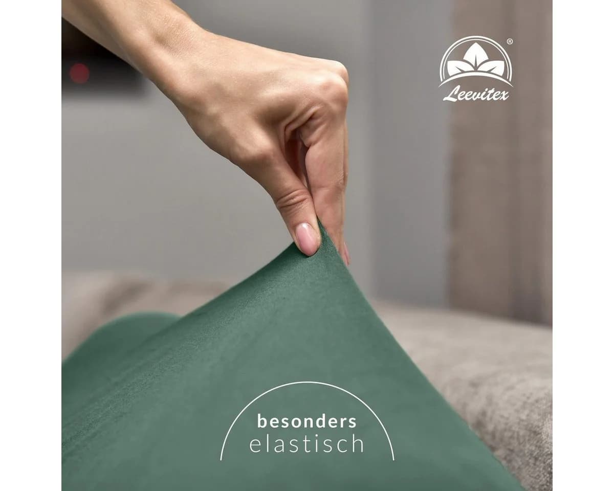 leevitex® Spannbettlaken Premium 195, Gummizug Rundum, Blickdicht, Anti-Pilling, 97% Baumwolle, 3% Elasthan, 40 cm Steghöhe - Bild 4