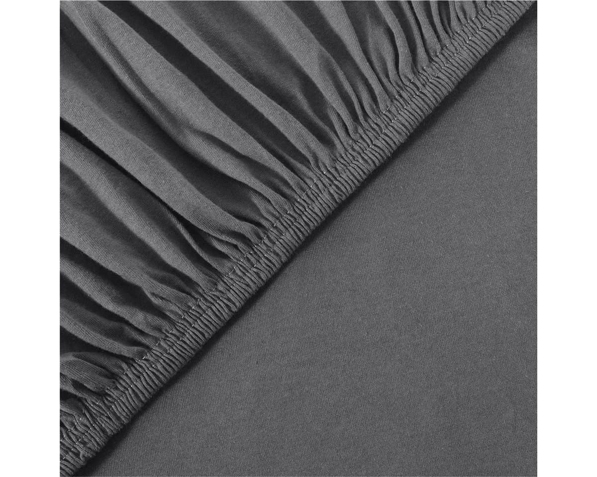 leevitex® Spannbettlaken Premium Elasthan Grau Jersey 40 cm Steg