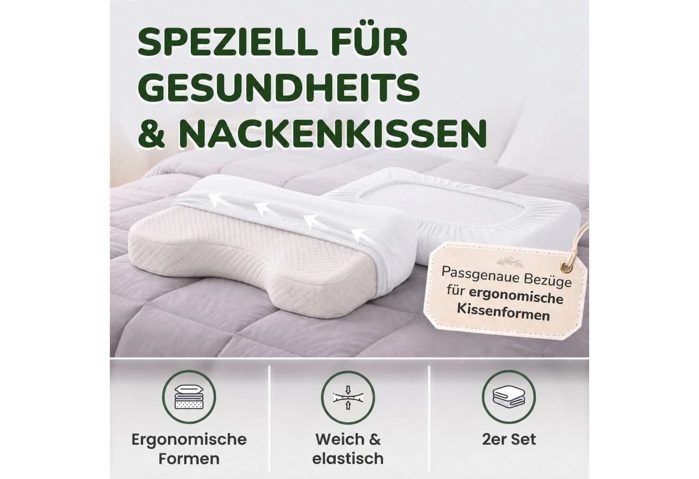 leevitex Kissenbezug Jersey-Stretch Weiß 2er-Set