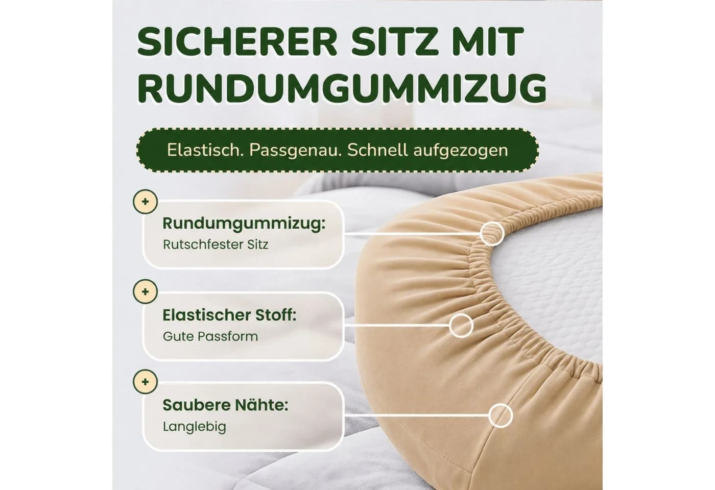 leevitex Kissenbezug Jersey-Stretch 2er-Set Sand - Bild 5
