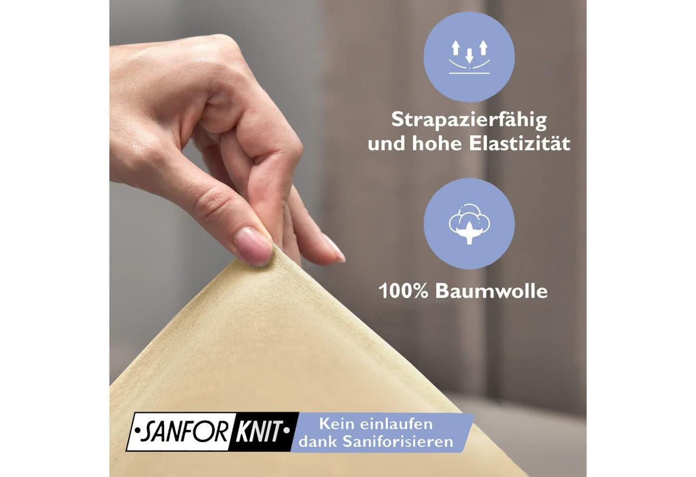 leevitex® Spannbettlaken Mako-Jersey Beige OEKO-TEX® - Bild 3