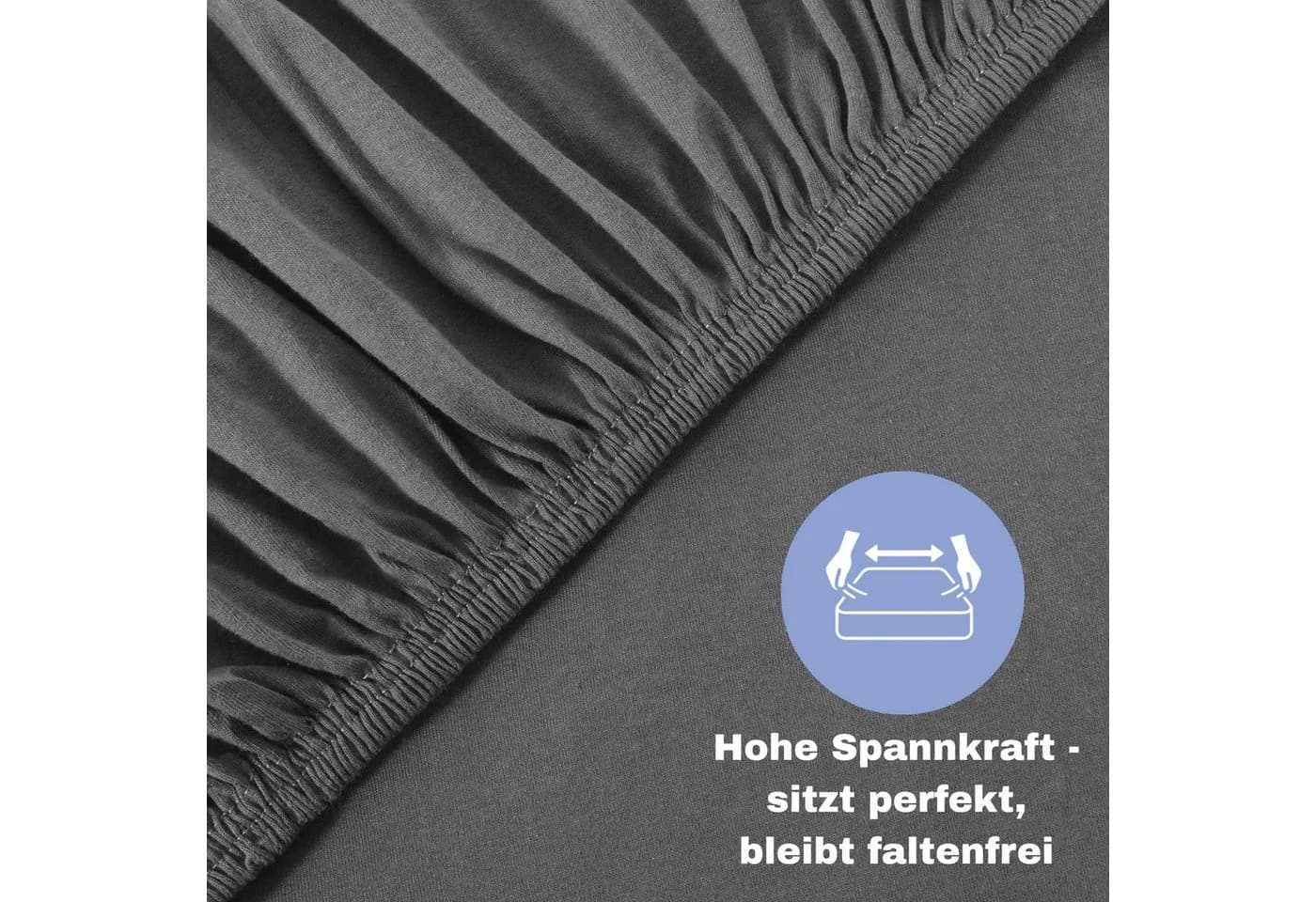 leevitex® Spannbettlaken Mako-Jersey Grau/Schwarz Rundumgummizug